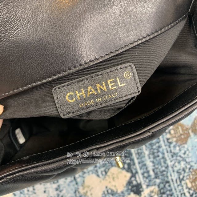 Chanel女包 香奈兒專櫃最新款菱格泡泡包 Chanel黑色羊皮口蓋包 AS2232  djc4308